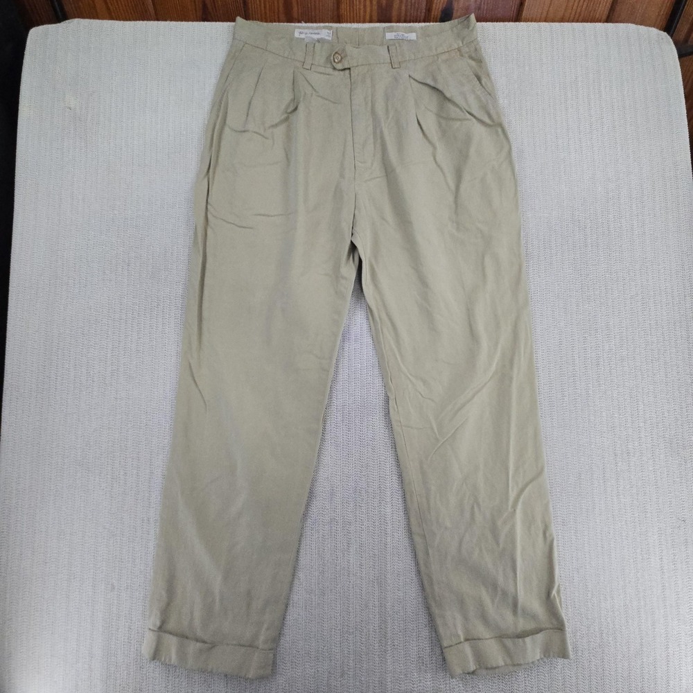 Vintage John W. Nordstrom Pants Mens 36x32 Beige Pleated Cuffed Chino Classic
